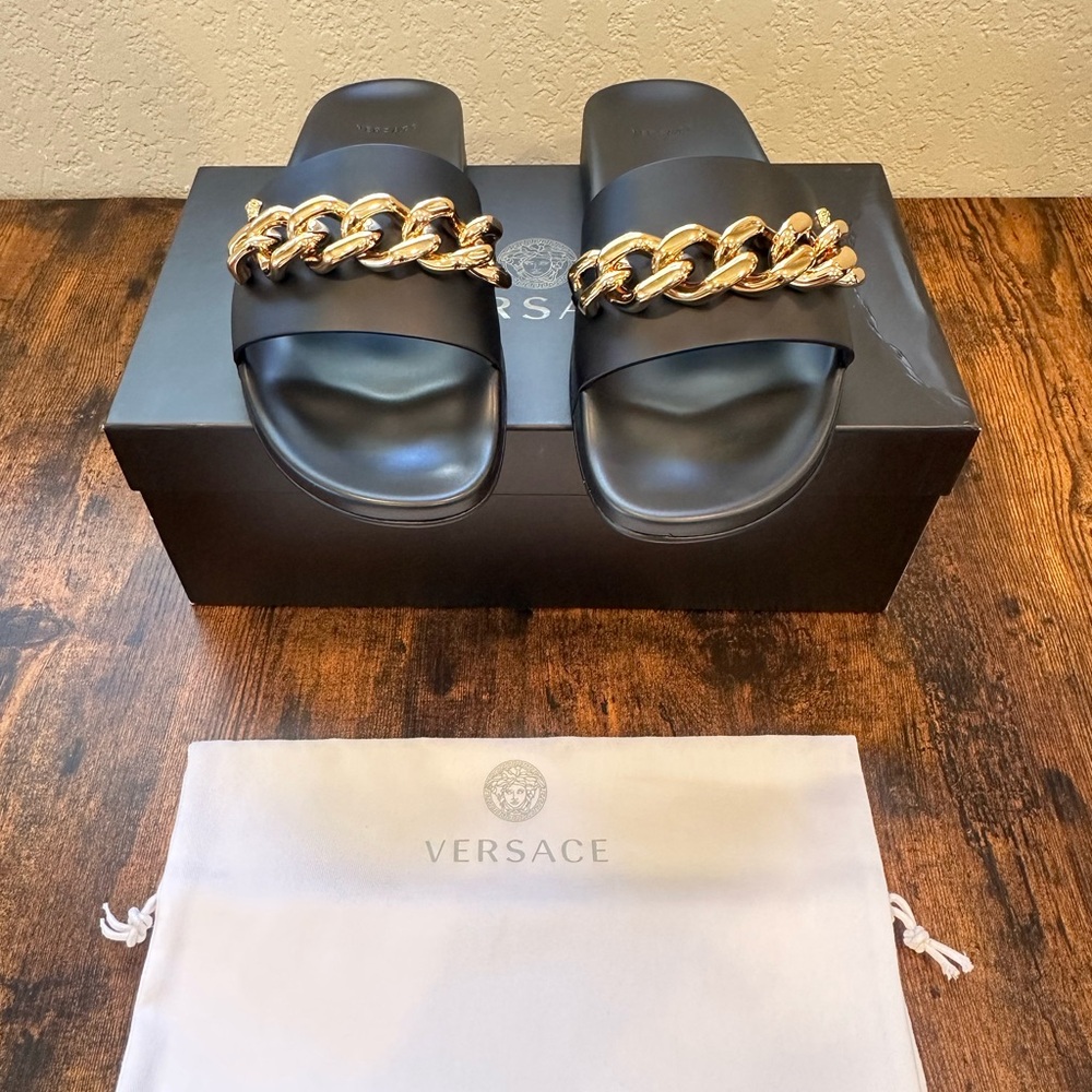 Versace Chain Link Slides - Picture 2 of 15